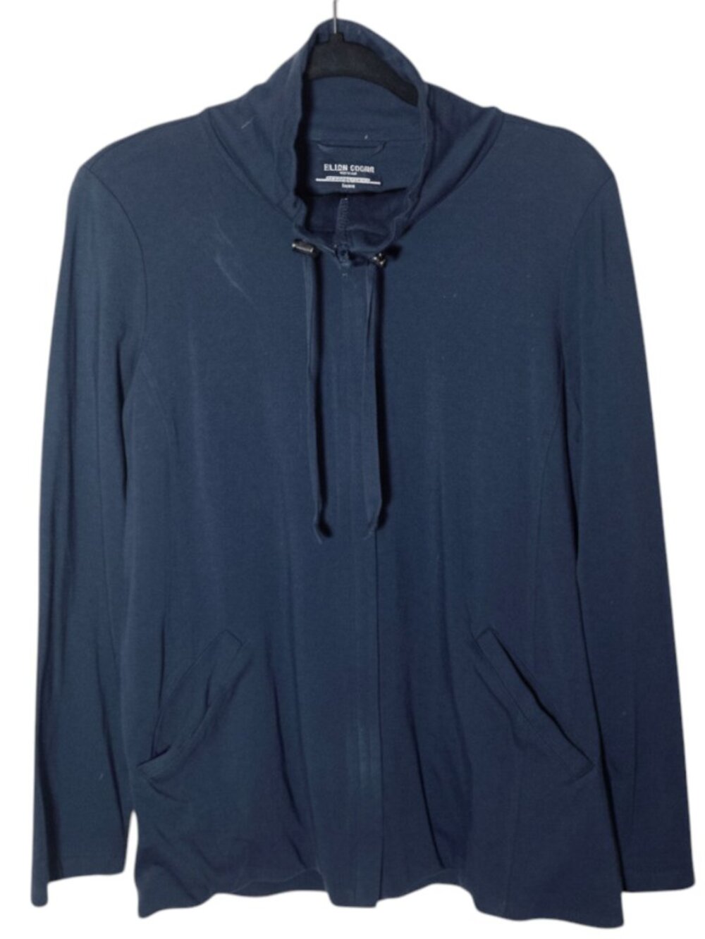 Eileen Fisher Funnel Neck Full Zip Top/Jacket Large Petite Blue Lagenlook Boxy